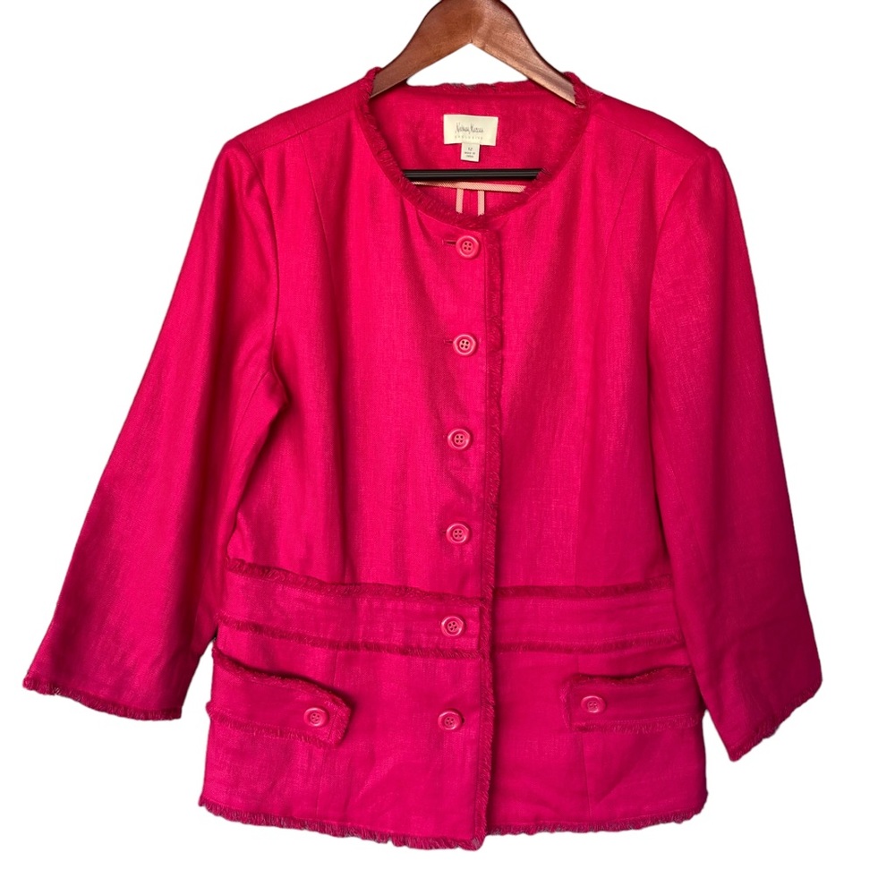 Neiman Marcus Exclusive Bright Pink Linen Blazer/Jacket 12